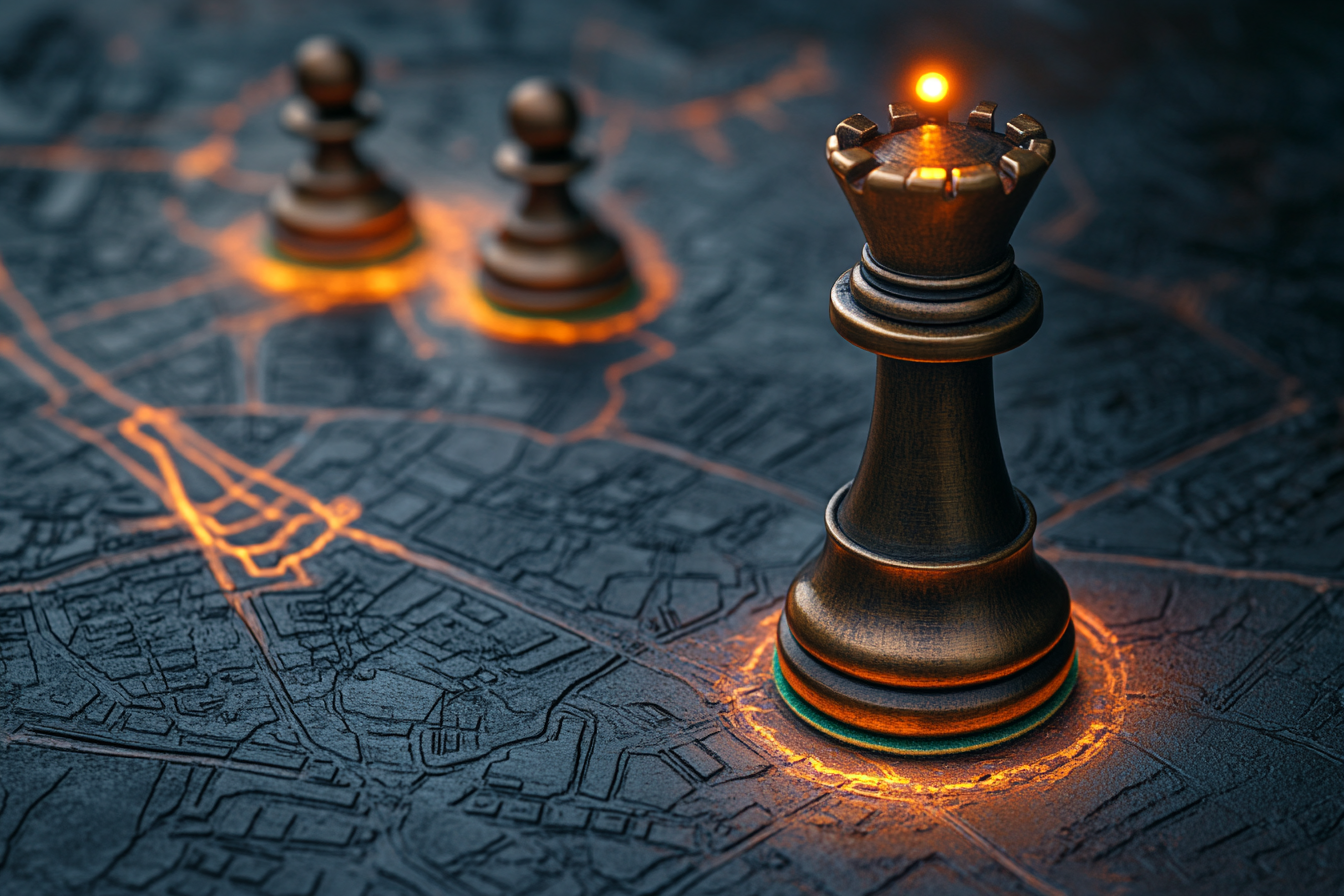 Map view showing chess spots across a city